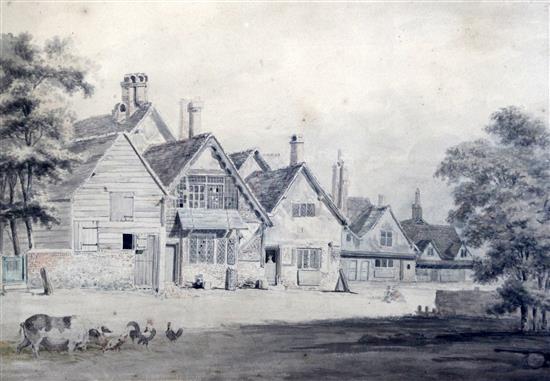 Hendrik Frans de Cort (1742-1810) Part of the buildings drawn at High Wycombe near the church, November 1801 14 x 20in.